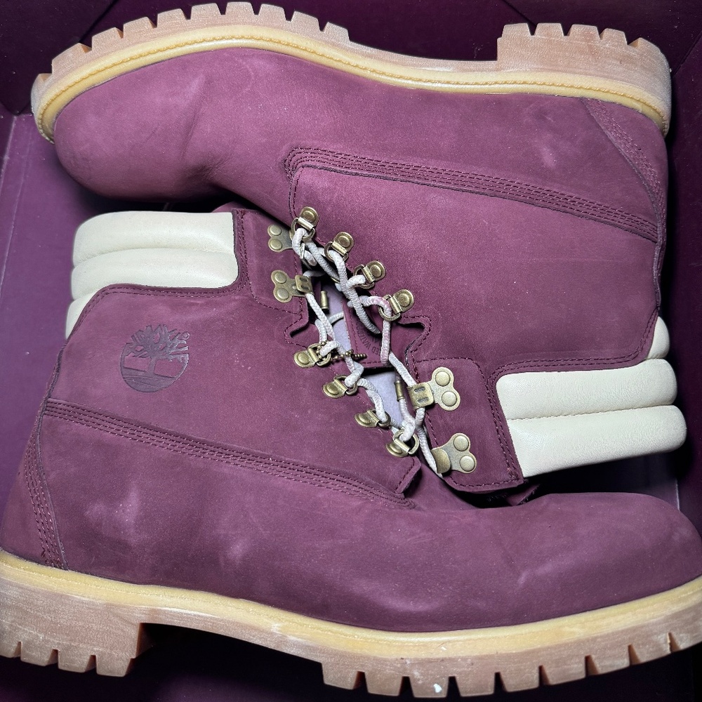 Timberland - Men's 6-inch Premium  Waterproof Burgundy /Dark Red Boot US Size 14